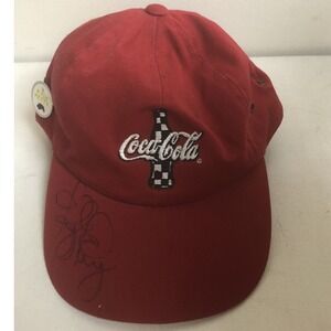 Coca-Cola Baseball Cap Red Embroidered‎ Logo Autographed Hat Kyle Petty
